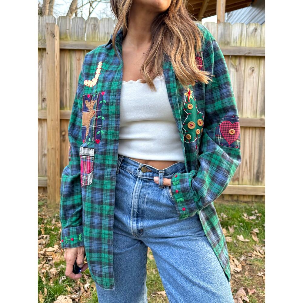 Eagle’s Eye Holiday Patchwork Flannel (Vintage) - Picture 8 of 9